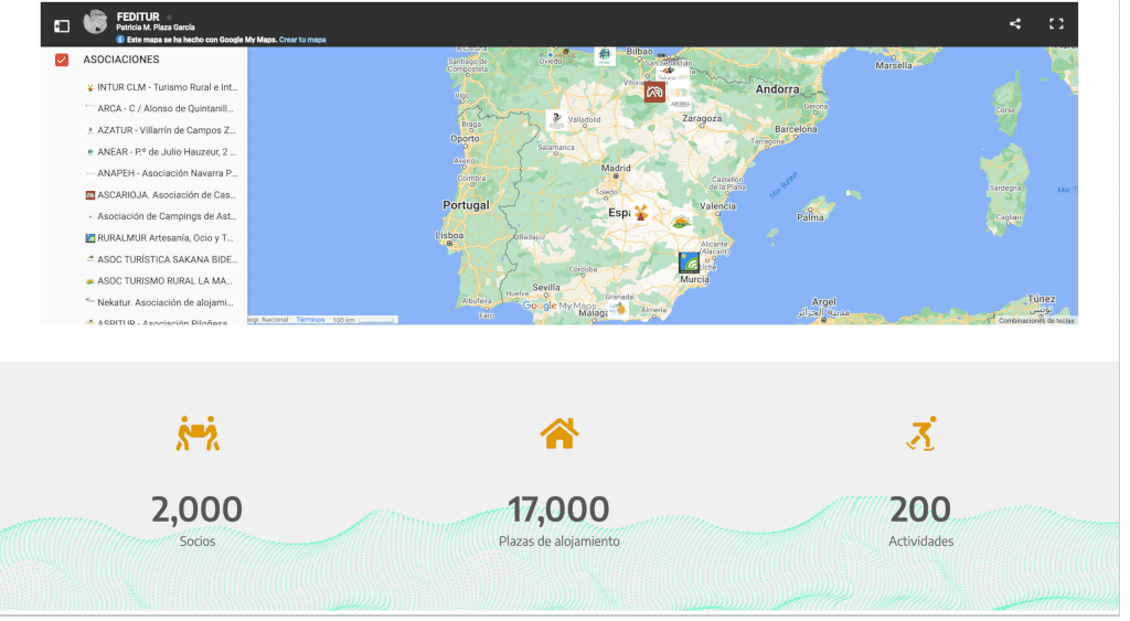 Sección mapa interactivo con asociaciones