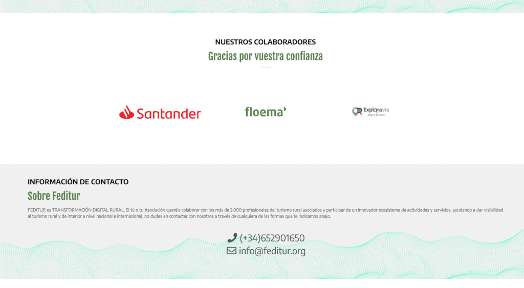 Sección de Colaboradores de Feditur. Estos son el Banco Santander, Floema y Exploravia